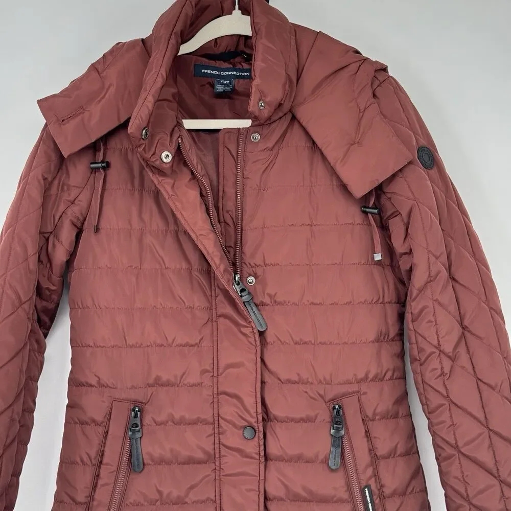 FRENCH CONNECTION Quilted Barn Jacket - Barn Red Size 4 US NWT - Picture 2 of 11